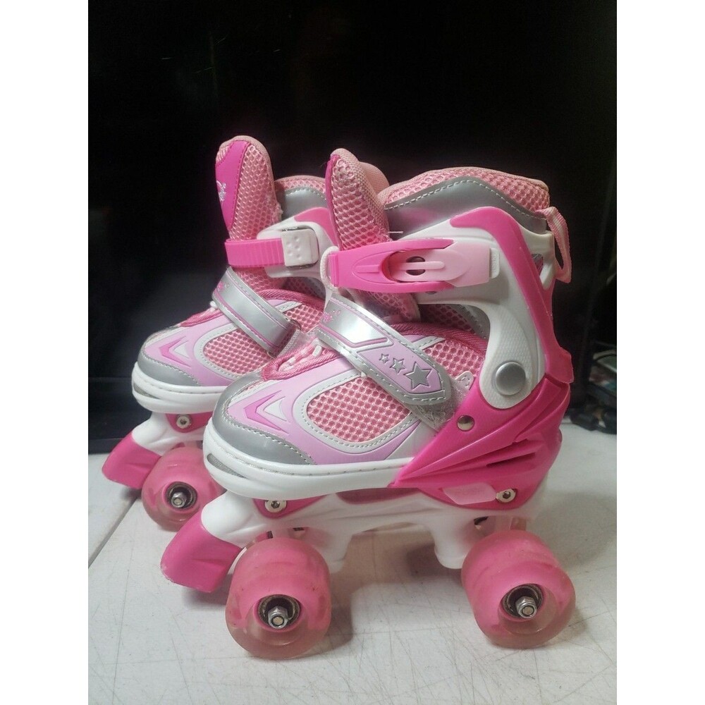 Nattork Girls Adjustable Size Roller Skates With Light Up Wheels ~ Size 10C-13C